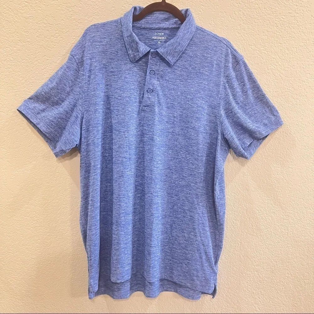 J Crew Shirt Adult SZ XL Preppy Collared Performance Casual Golf Polo Blue Mens